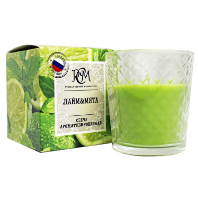 Свеча в стакане ЛАЙМ и МЯТА 30 ч