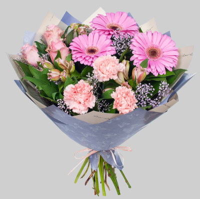 Букет "Интуиция" из розы Кения, герберы и альстромерии 7007