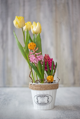 Кашпо с луковичными первоцветами S Розовый (тюльпан, гиацинт) 46200-Р